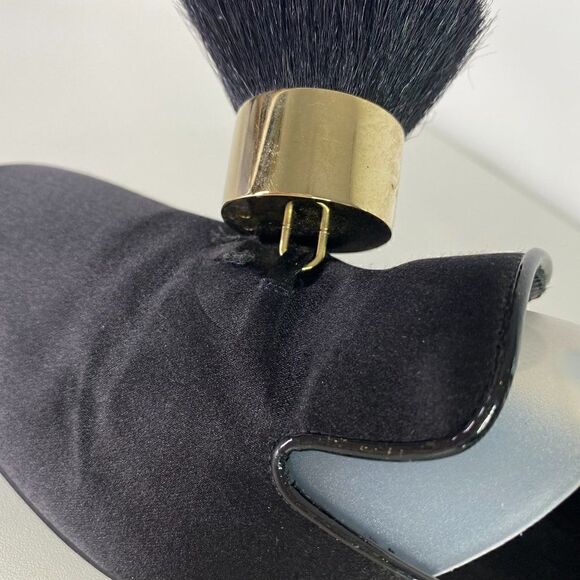 Roger Vivier Black Satin Slip On Flats with Brush Tassel Detail - Picture 10 of 11